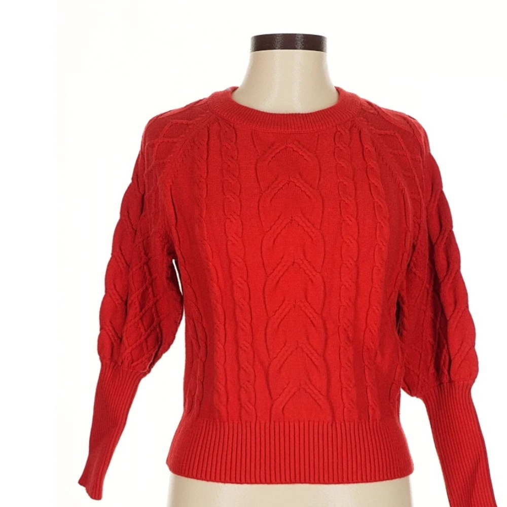Tahari Red Cable Knit Sweater